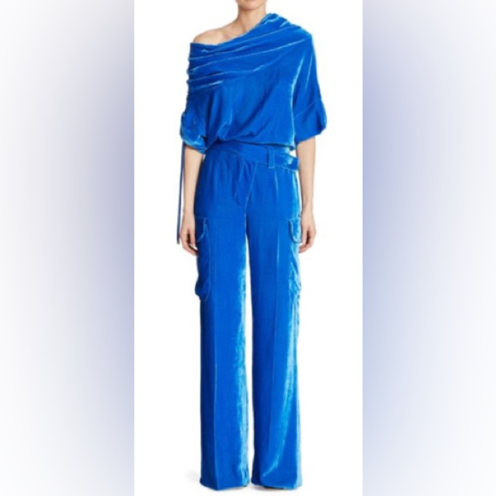 MONSE Blue Velvet Wide-Leg Pants